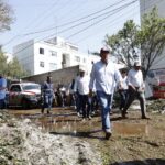 Recorre el gobernador Sergio Salomón zona afectada por granizada en Puebla capital