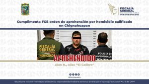 Cumplimenta FGE orden de aprehensión por homicidio calificado en Chignahuapan
