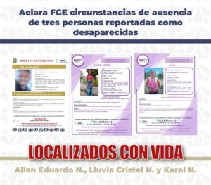 Aclara FGE circunstancias de ausencia de tres personas reportadas como desaparecidas