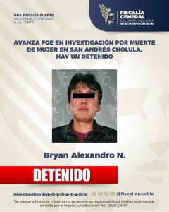 Bryan Alexandro está detenido por muerte de su pareja en San Andrés Cholula, la asfixió