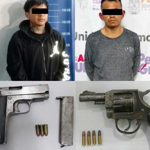 Detiene Policía Estatal a dos hombres en posesión de armas de fuego